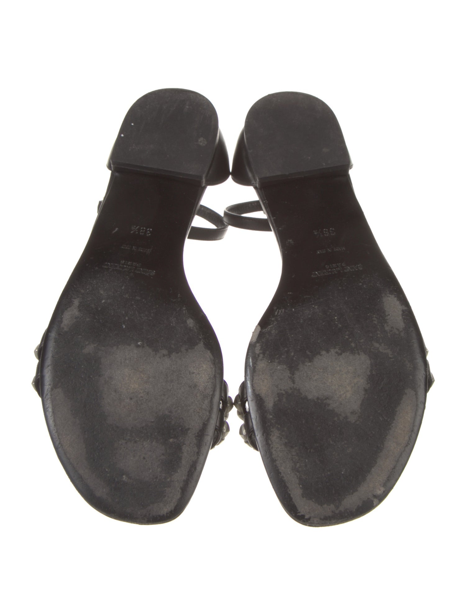 Saint Laurent Leather Studded Accents Sandals